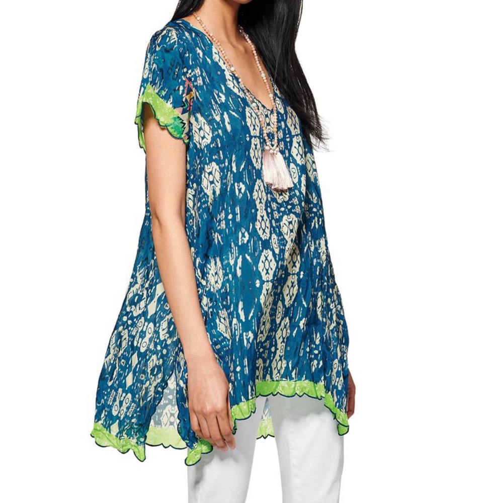 Johnny Was 100% Silk Ikat Tunic Top